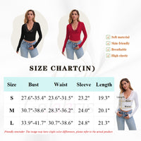 Women's Skinny Fitted Crop Tops Long Sleeve Stretchy Blouses-001