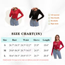 Women Long Sleeve Stretchy Tops Slim Fitted T Shirt-007