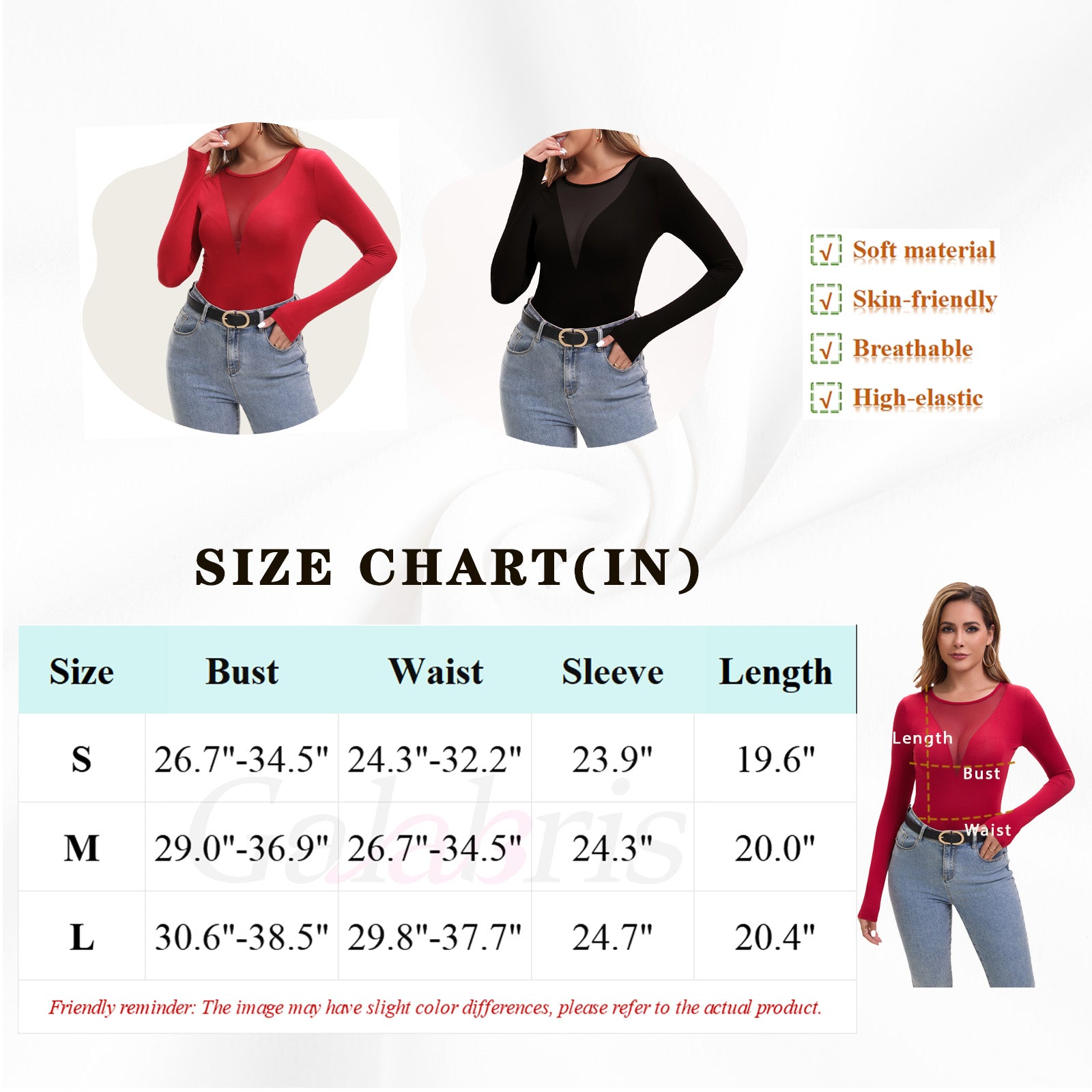 Women Long Sleeve Stretchy Tops Slim Fitted T Shirt-007