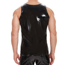 Galabris Men's Shiny Leather Tank Top Black Sleeveless Sexy T-shirt Clubwear-242