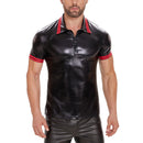 Galabris Men's Shiny Patent Leather T-Shirts Casual Slim Fit Leather Tops-252