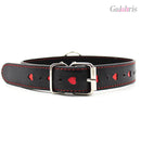 PU Leather Heart Cutout Collar with Chain Leash Adjustable BDSM Choker-015