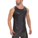 Galabris Men's Slim Fit Black Tank Top Soft Matte Leather Vest -244