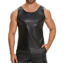 Galabris Men's Slim Fit Black Tank Top Soft Matte Leather Vest -244