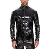 Galabris Men’s Faux Leather Full-zip Jacket Shiny Slim Fit Stretch Top-260