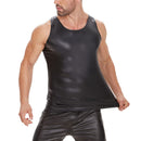 Galabris Men's Slim Fit Black Tank Top Soft Matte Leather Vest -244