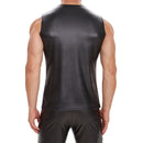 Galabris Men's Faux Leather Sleeveless Lace-Up Tank Top Muscle Shirt  -248