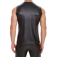 Galabris Men's Faux Leather Sleeveless Lace-Up Tank Top Muscle Shirt  -248