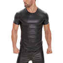 Galabris Men's Soft Matte Leather T-Shirt Short Sleeve Basic Tops-249