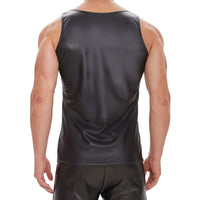 Galabris Men's Slim Fit Black Tank Top Soft Matte Leather Vest -244