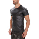 Galabris Men's Soft Matte Leather T-Shirt Short Sleeve Basic Tops-249