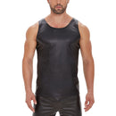 Galabris Men's Slim Fit Black Tank Top Soft Matte Leather Vest -244