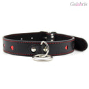 PU Leather Heart Cutout Collar with Chain Leash Adjustable BDSM Choker-015