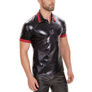 Galabris Men's Shiny Patent Leather T-Shirts Casual Slim Fit Leather Tops-252