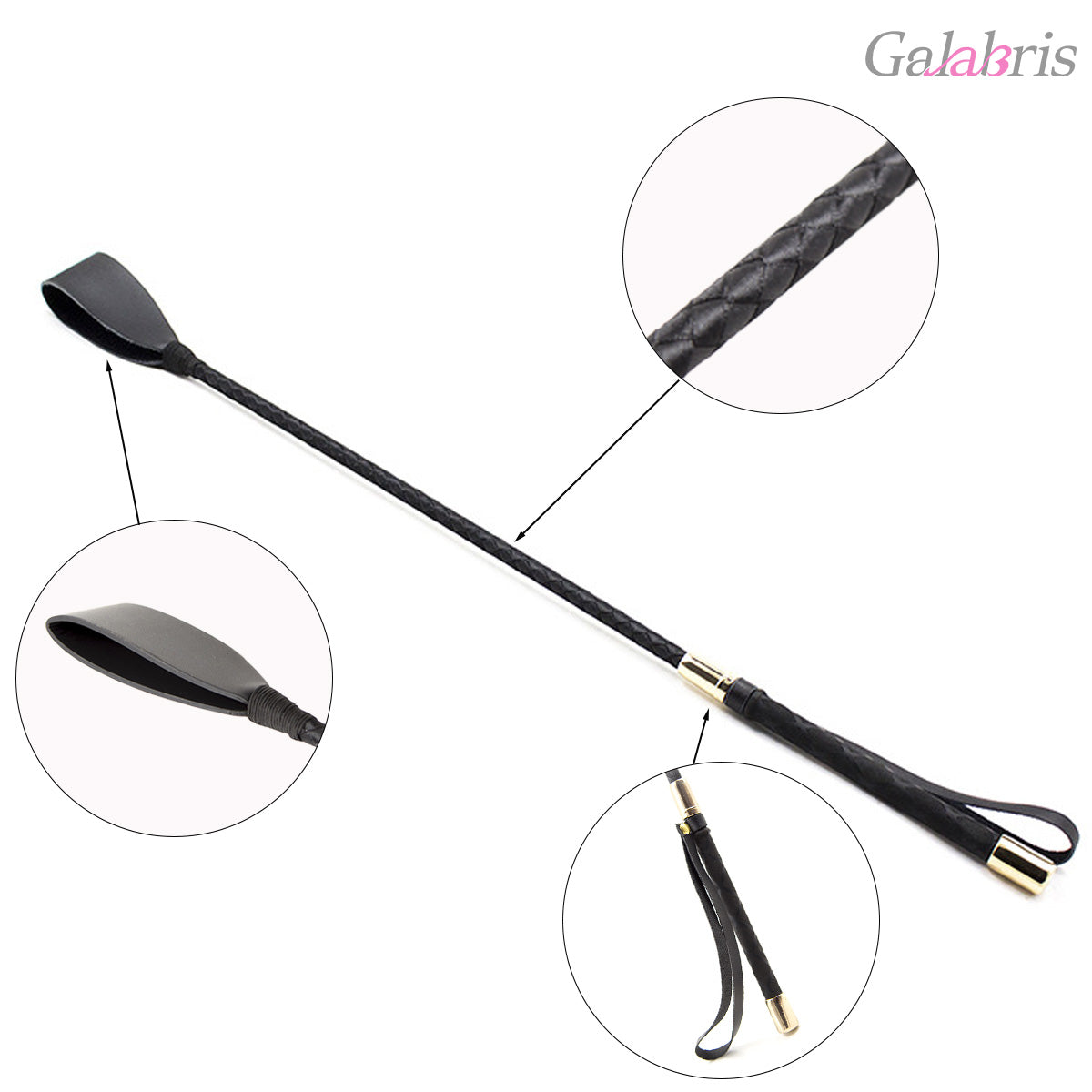 Premium Black Leather Riding Crop Luxury BDSM Play Toy-002