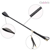 Premium Black Leather Riding Crop Luxury BDSM Play Toy-002
