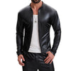 Mens Shiny Soft Leather Stand Collar Jacket Sexy Full Zipper Long Sleeve Shirt-281