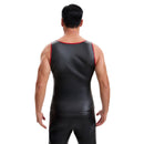Mens Soft Stretch Leather Cropped Vest, Color Block Slim Fit Tank Top, Sexy Scoop Neck Cami Undershirt