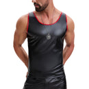 Mens Soft Stretch Leather Cropped Vest, Color Block Slim Fit Tank Top, Sexy Scoop Neck Cami Undershirt