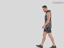 Galabris Men's Shiny Leather Tank Top Hoodies Shirts Sleeveless -246
