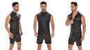 Galabris Men's Soft Matte Leather Tank Top Full Zipper Slim Fitted Shirt-240